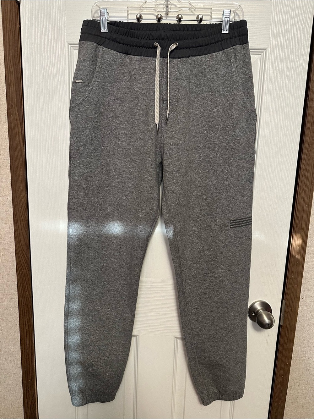 Vuori Gray Joggers with Black Waistband and Drawstring